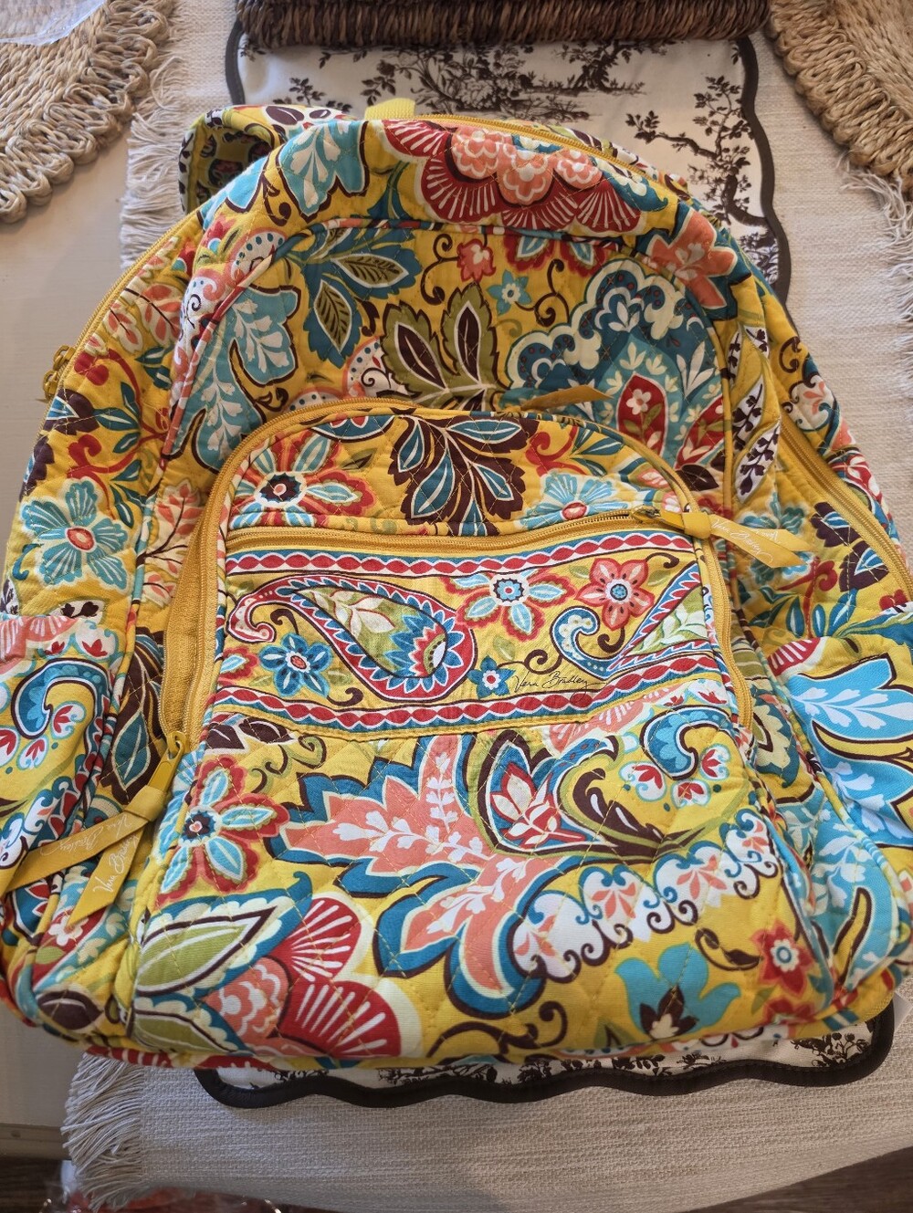 Vera Bradley Backpack Yellow Paisley